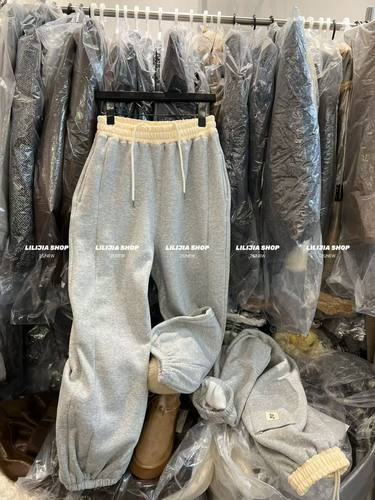 MIDO家 2025年秋冬新款松紧腰撞色腰头抽绳洋气宽松休闲运动裤女