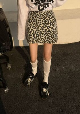 MIDO家 2026春季新款韩版复古豹纹半身裙女高腰显瘦百搭A字短裙