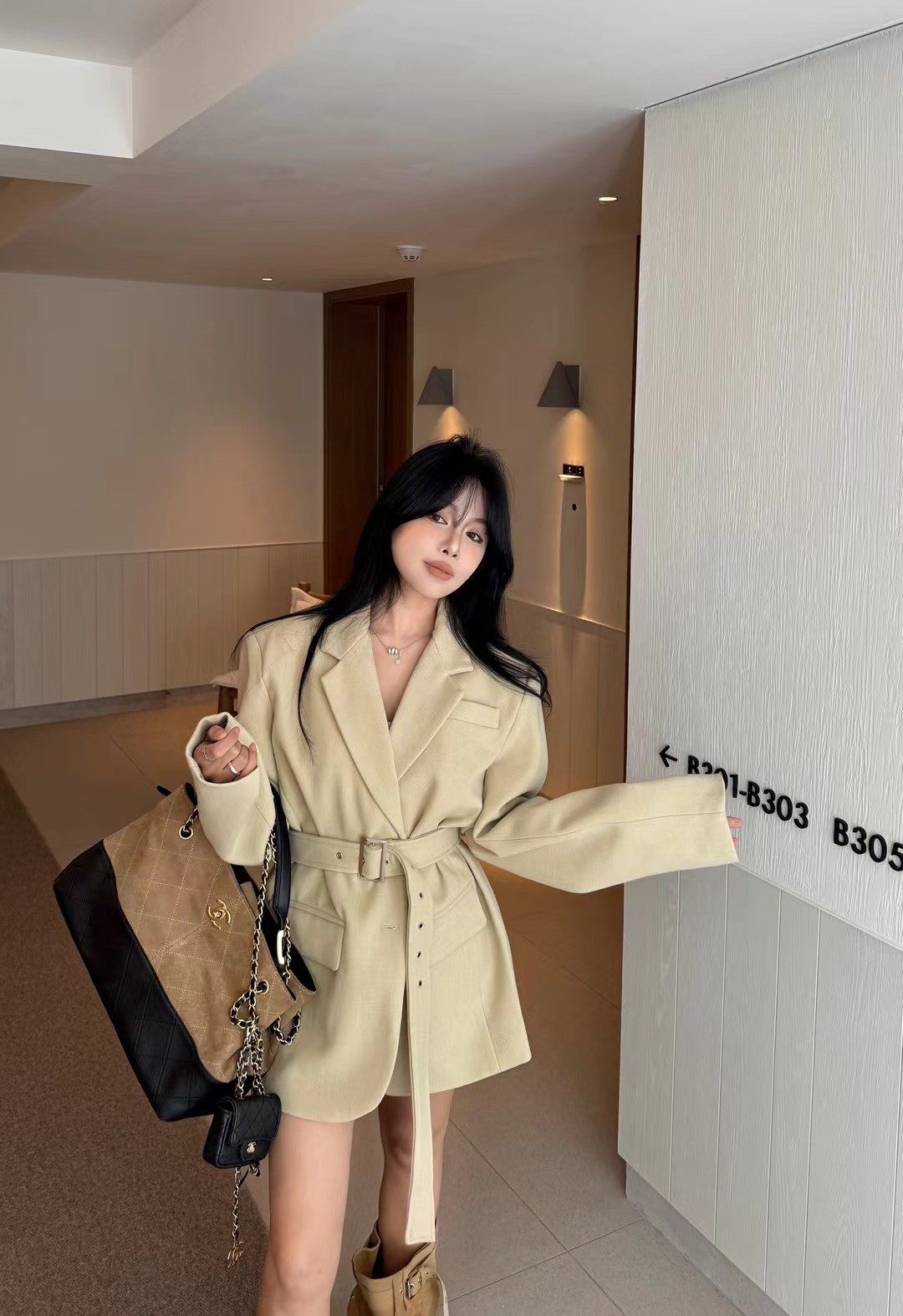 MIDO家 韩国东大门2025秋季新款时尚百搭宽松休闲毛呢西装外套女