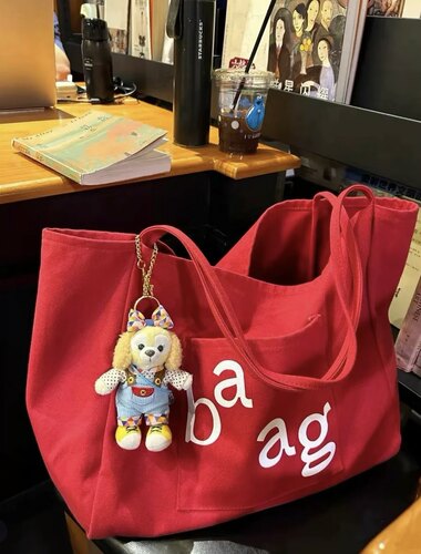 MIDO家 韩国ins大容量帆布包单肩大包慵懒风托特包百搭购物袋