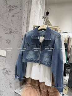 小个子辣妹高街设计感拉链时尚 牛仔外套2026春季 上衣 短款 MIDO家