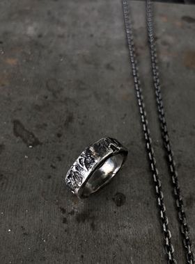 工匠锻打表面暗黑风秀场戒指吊坠