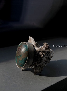 绿松石戒指小众设计戒指定制 独立小众设计师暗黑系配饰 原创手工