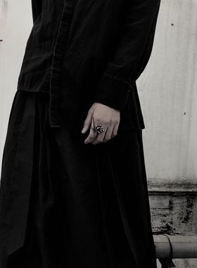 原创手工纹理碎钻宝石不规则戒指