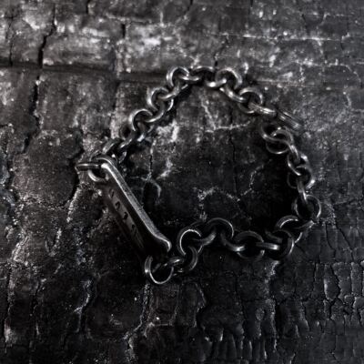 纯银刻字暗黑先锋风手链
