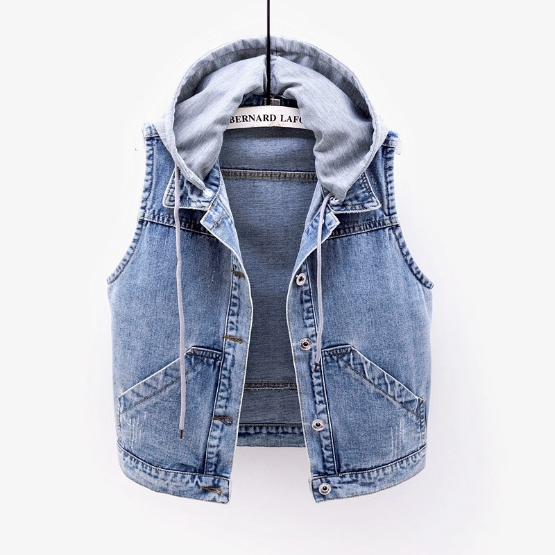 牛仔马甲女短款2025春秋新款韩版宽松连帽无袖夹克百搭修身上衣潮,女装/女士精品,马夹,淘宝优惠券,粉丝福利购,淘宝优惠卷