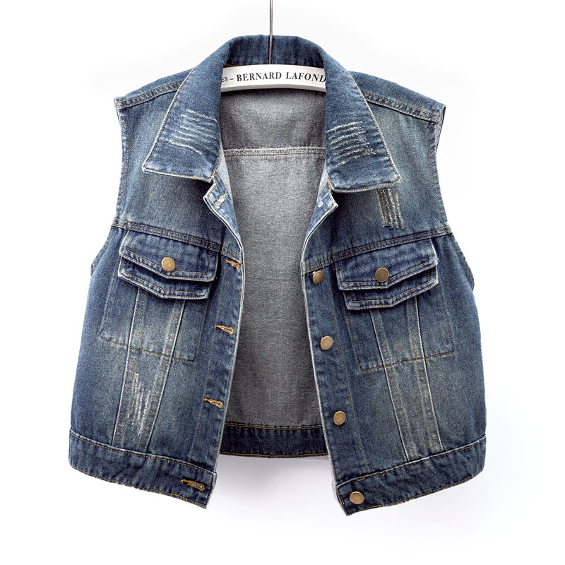 2025春装新款复古牛仔马甲女短款宽松百搭无袖夹克开衫背心上衣潮