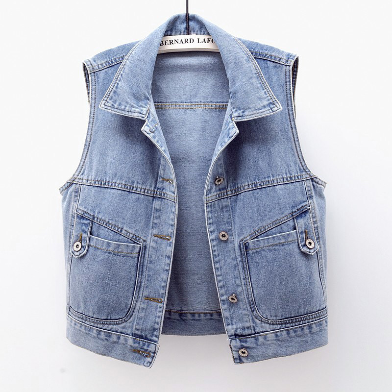 牛仔衣马甲女短款2024春秋新款翻领无袖修身夹克坎肩百搭学生上衣,女装/女士精品,马夹,淘宝优惠券,粉丝福利购,淘宝优惠卷