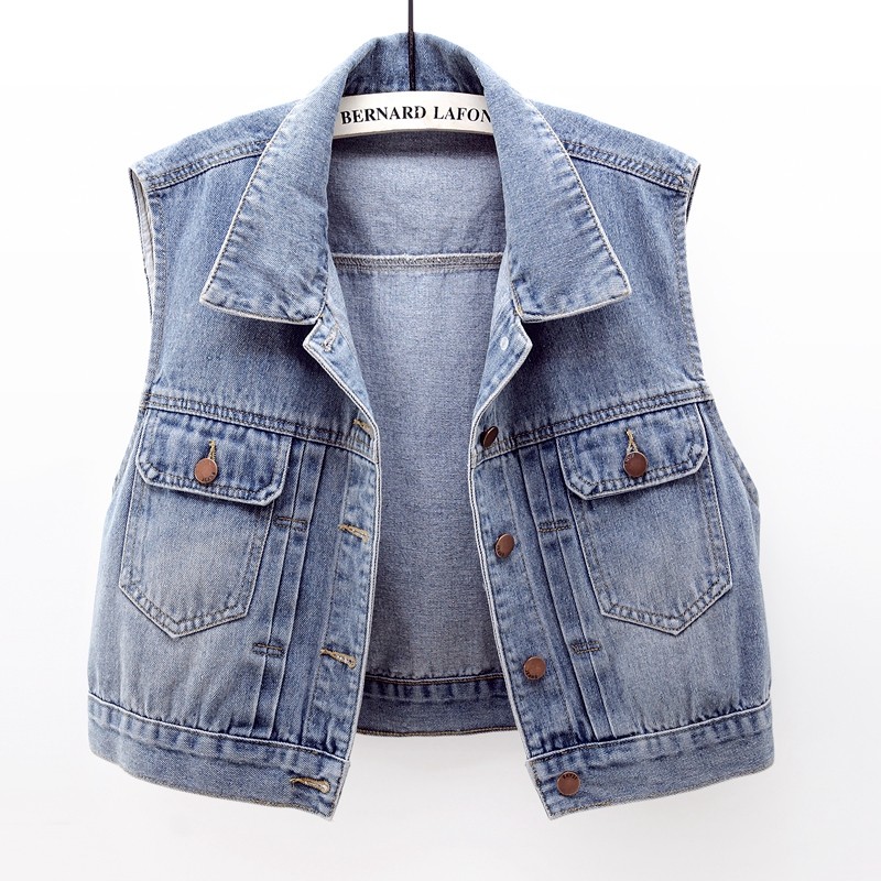 2024春夏新款牛仔马甲女短款百搭单排扣无袖夹克开衫大口袋上衣潮,女装/女士精品,马夹,淘宝优惠券,粉丝福利购,淘宝优惠卷