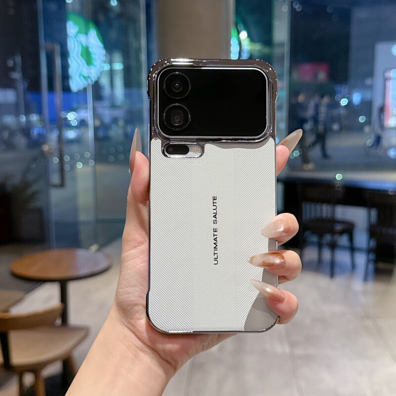 适用小米17ProMax手机壳轻奢大孔枪灰电镀秒变非凡大师斜纹素皮小米15U超薄典雅白17Pro创意小众防摔高颜值潮