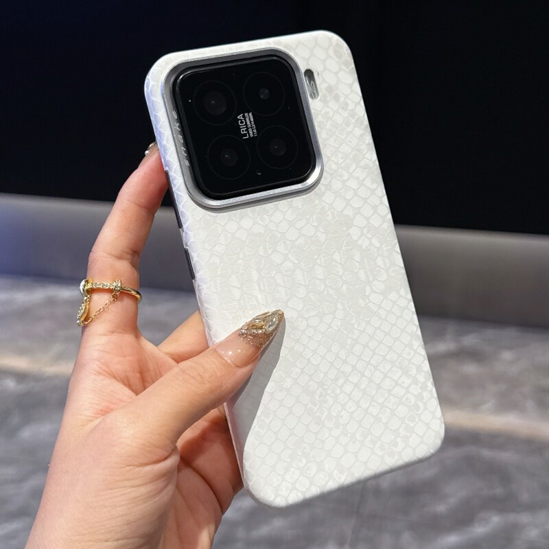 [触感高档蛇皮纹]适用小米15新款手机壳奢华皮质xiaomi15pro金属镜框Magsafe磁吸高级14pro时尚外壳防摔男女