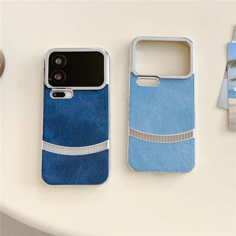 高级皮纹牛仔布适用小米17promax新款手机壳质感亲肤磨砂皮质xiaomi17pro专用外壳奢华电镀金属镜框男女防摔