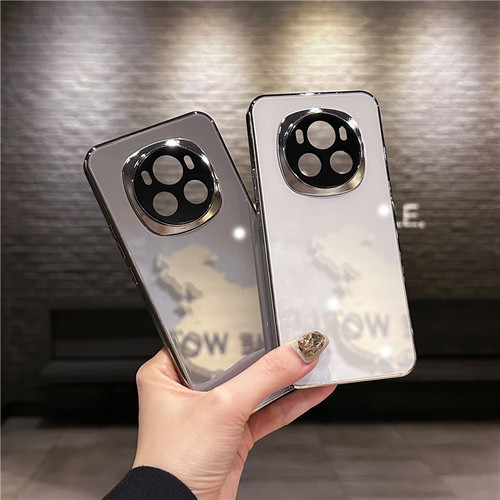 适用荣耀Magic6pro手机壳新款电镀冰晶镜面玻璃Magic6超薄散热mate60pro+镜头全包防摔Magic5pro男女高级外壳