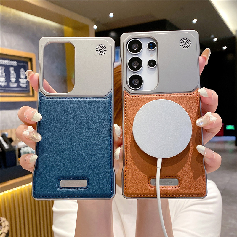 适用三星s24ultra手机壳s25ultra香薰皮革s23ultra磁吸无边框s22ultra超薄散热s25+高级感s24商务简约男女士