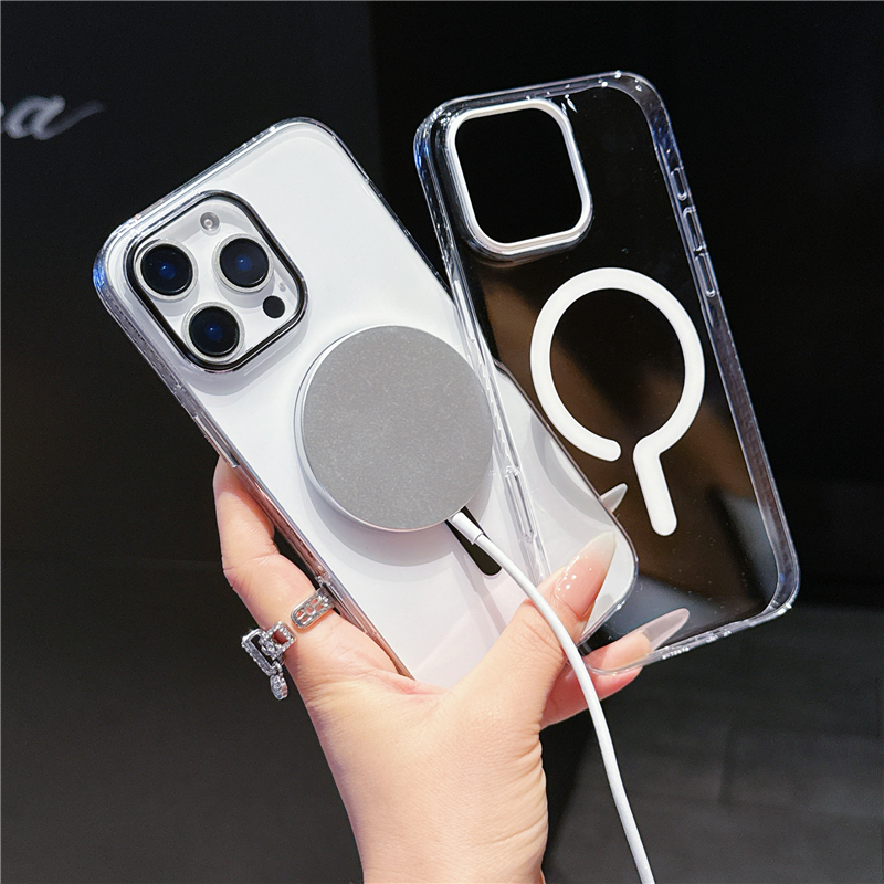 Magsafe磁吸无线充电适用苹果16promax透明手机壳iPhone15pro抗黄防摔14pm个性问号ip13简约高级16保护套plus
