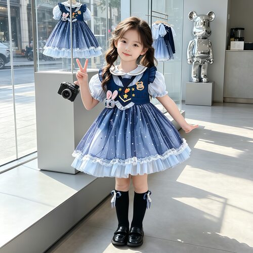 女童疯狂动物城朱迪警官兔子连衣裙cos公主裙儿童夏装洛丽塔裙子