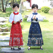 马面裙女童套装 书童三字经演出服 春中国风儿童汉服男童国学服古装