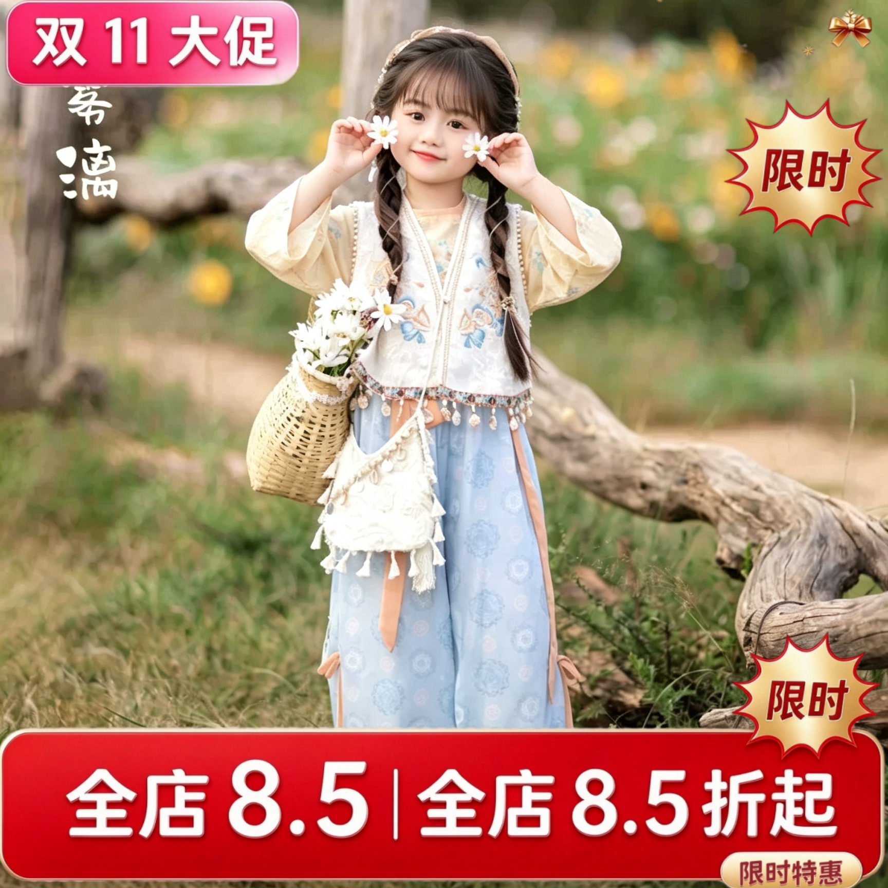 汉服女童2026春秋款儿童国风新中式唐装小女孩仙气古风日常套装