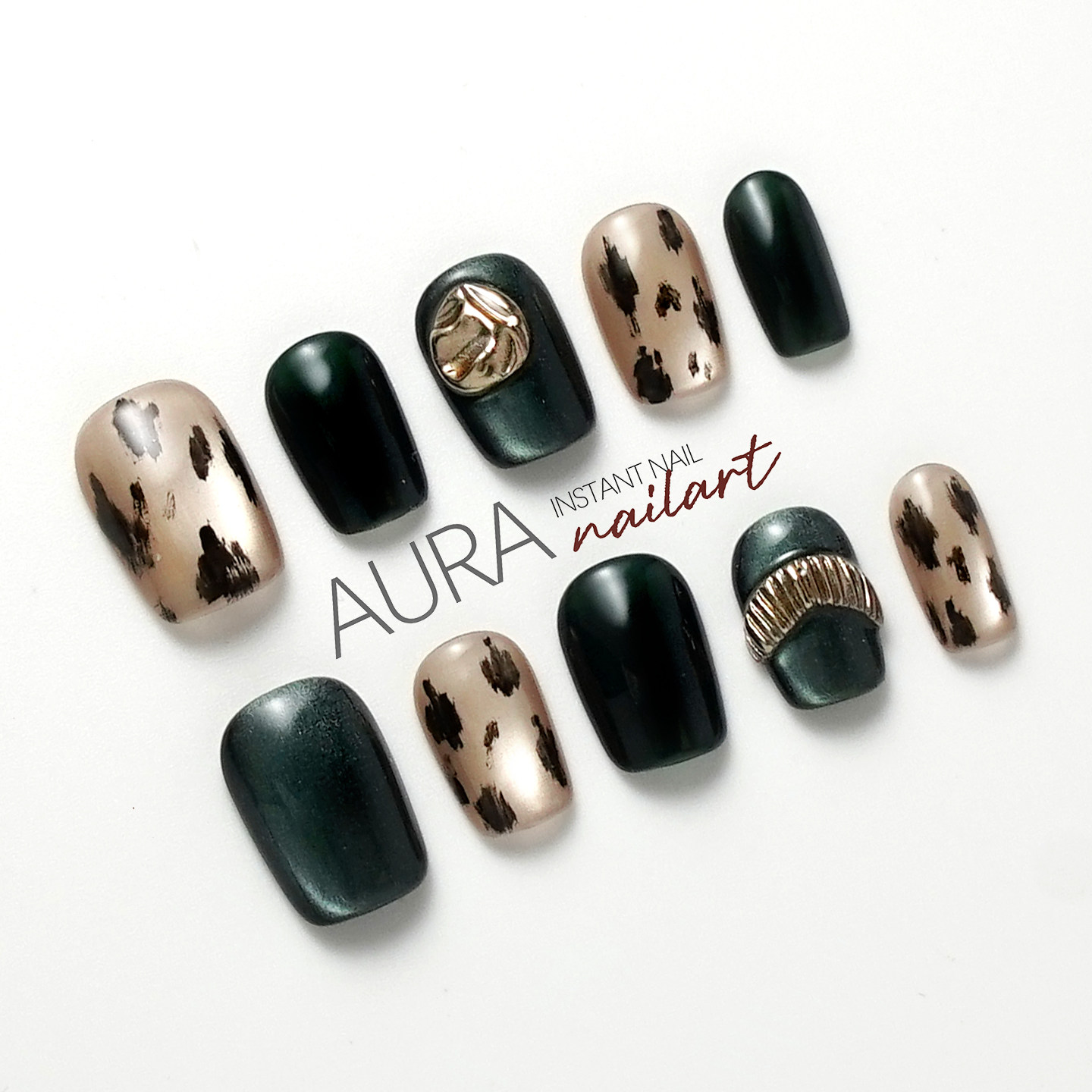 AuraNail【查尔斯顿】纯手工穿戴甲2026小众高级感祖母绿气质猫眼,彩妆/香水/美妆工具,穿戴甲/甲片,淘宝优惠券,粉丝福利购,淘宝优惠卷