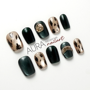 AuraNail【查尔斯顿】纯手工穿戴甲2026小众高级感祖母绿气质猫眼