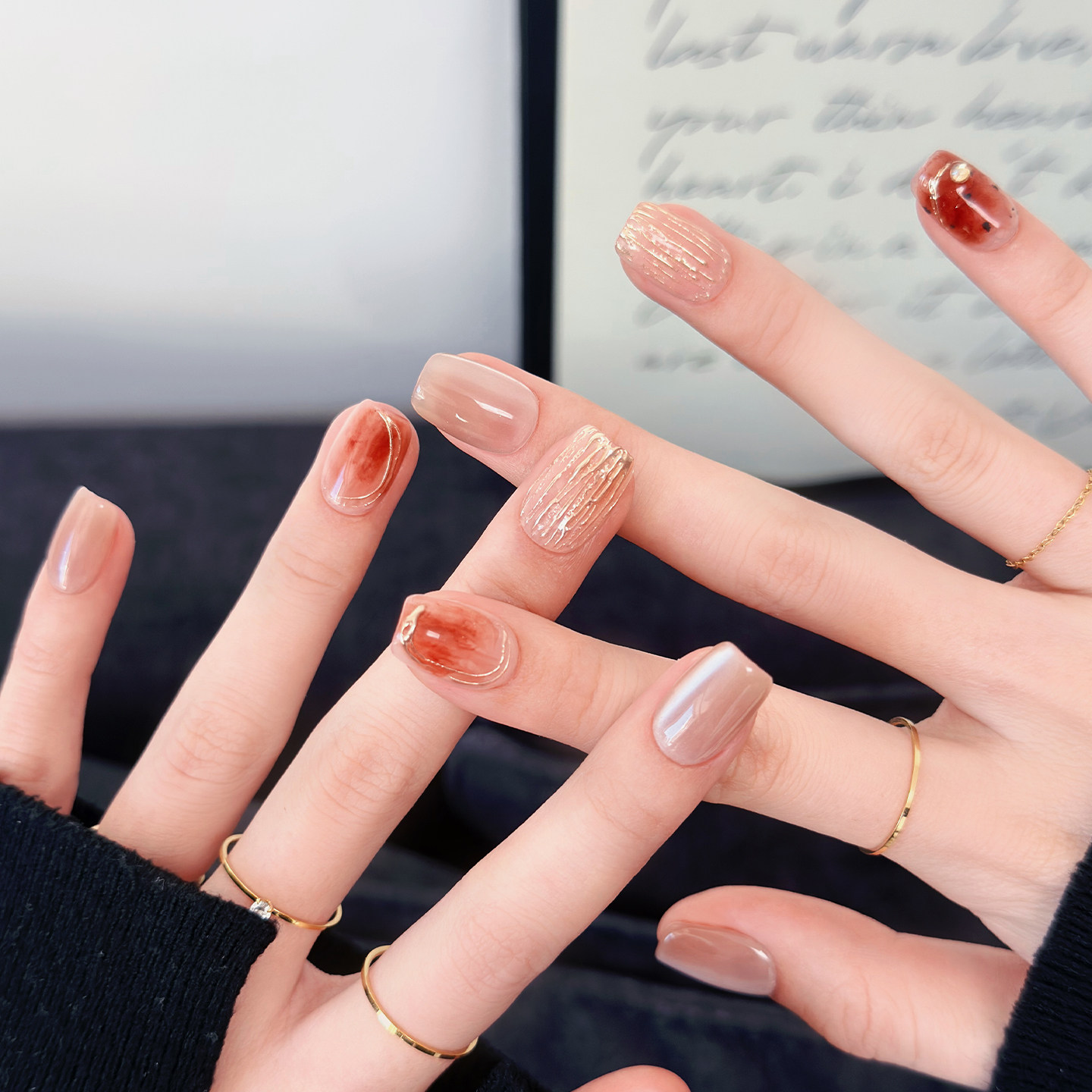 AuraNail秋冬鎏金纯手工穿戴甲