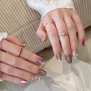 AuraNail 纯手工穿戴甲2025高级感梦幻风气质猫眼美甲 月露鸢尾