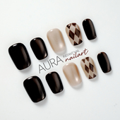 纯手工穿戴甲2026新款 AuraNail 伯爵摩卡 高级感中性风猫眼美甲