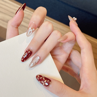 2025新款 纯手工穿戴甲中长款 高级感猫眼立体雕花 微光 AuraNail