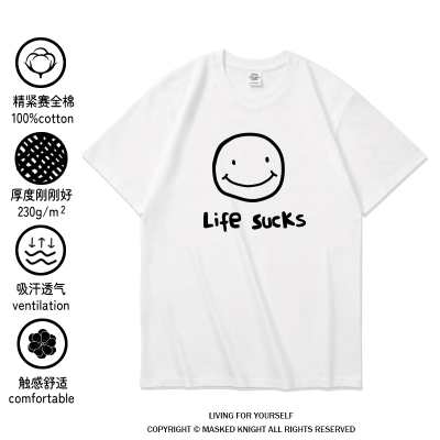 趣味美式英文字母印花短袖t恤男