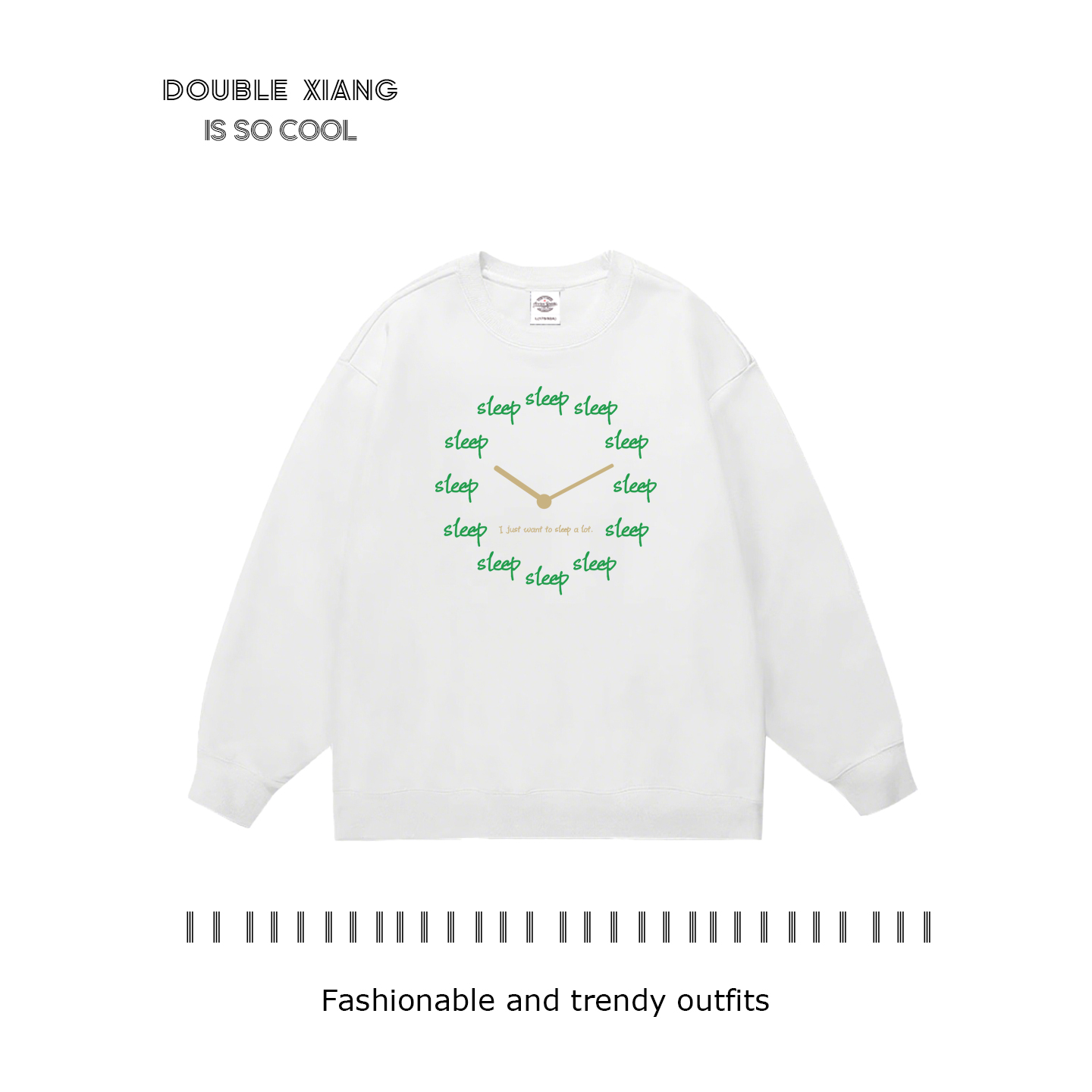 趣味睡觉美式英文印花圆领卫衣