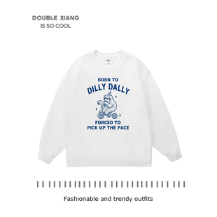 生来优柔寡断被迫加快步伐圆领长袖卫衣加绒加厚衣服趣味树懒上衣