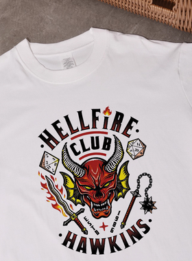 怪奇物语周边衣服 霍金斯地狱火俱乐部t恤短袖纯棉StrangerThings