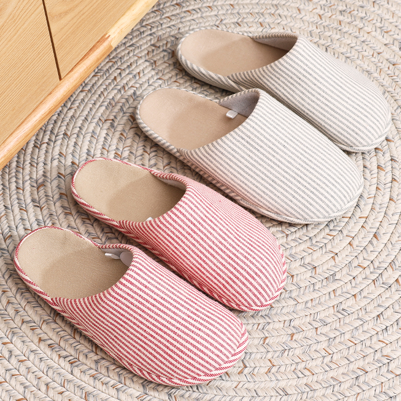 日式亚麻拖鞋家居室内秋冬款