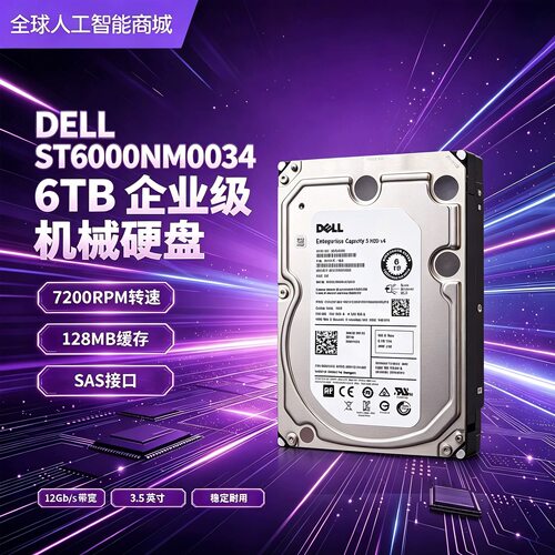 DELL/戴尔ST6000NM0034 6TB 3.5寸服务器企业级SAS机械硬盘12Gb/s