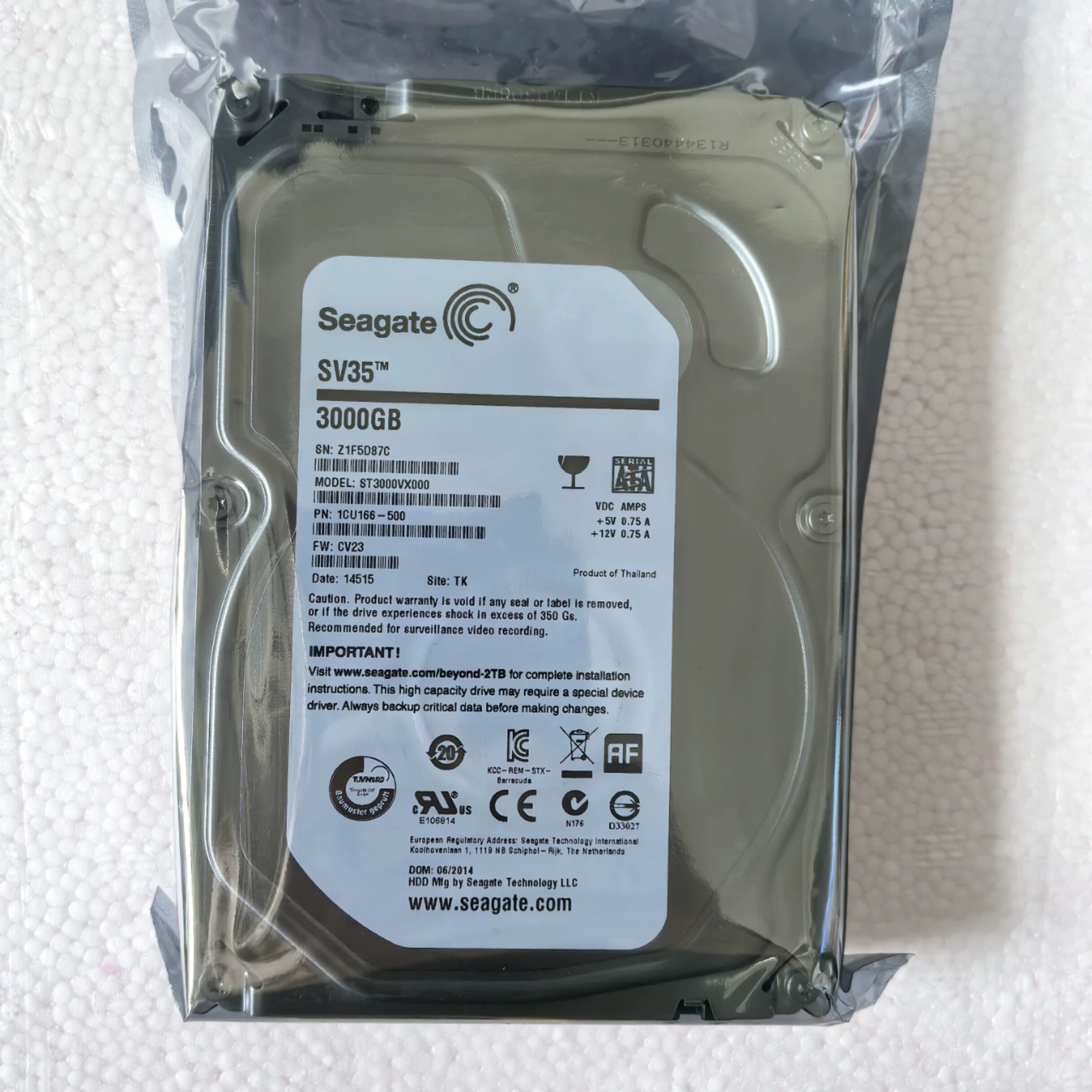 原装希捷 ST3000VX006 3TB台式机械硬盘7200转128M企业级3T垂直图片