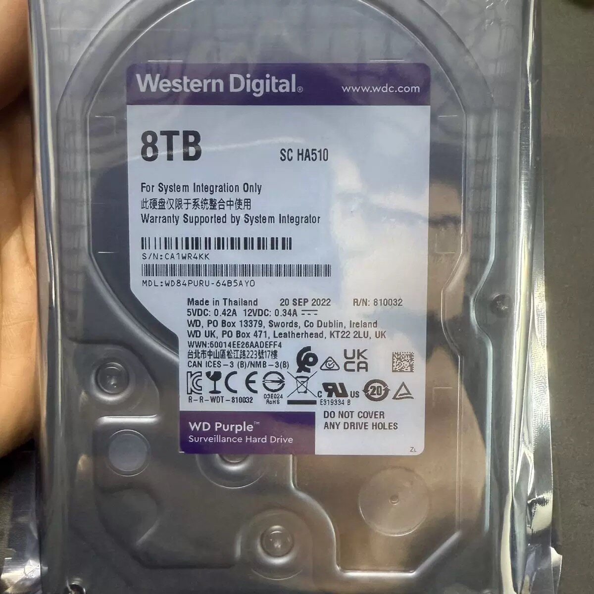 全新西数WD84PURU 8TB紫盘监控录像专用硬盘8T机械硬盘海康联保图片