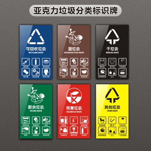 垃圾桶分类贴纸标志牌