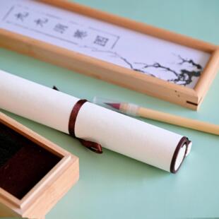 细语灯前原创木刻水印手工宣纸九九消寒图梅花垂柳冬至年画卷轴