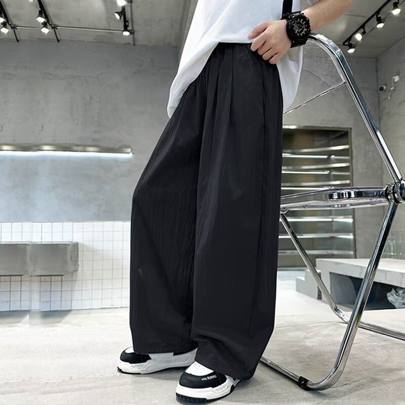 时尚新宽松休闲裤男童韩版潮流百搭裤子夏季薄款坠感阔腿拖地长裤