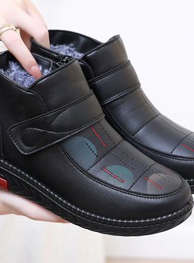 冬季老北京布鞋防水女棉鞋加绒加厚保暖软底防滑中老年妈妈大码鞋