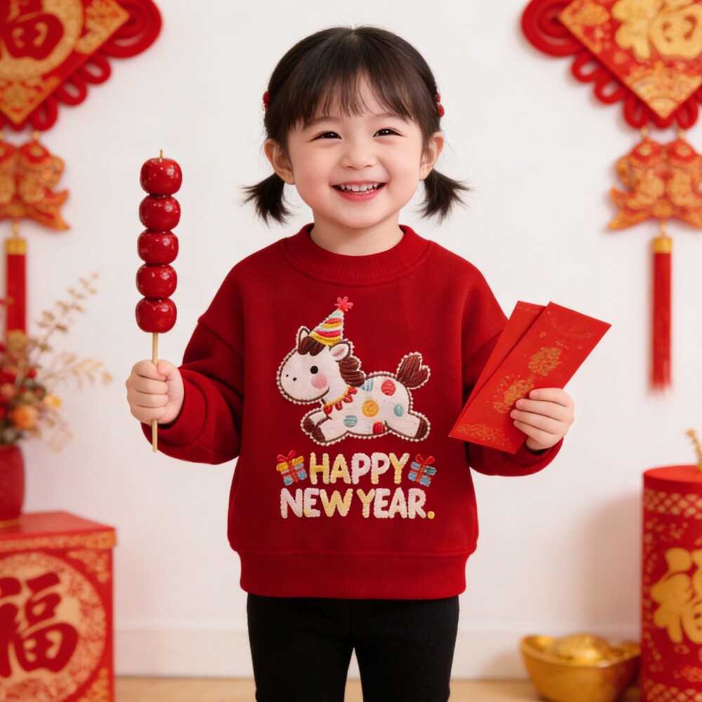 新款加绒卫衣圆领男女宝宝打底长袖上衣套头T恤卡通可爱秋冬加厚