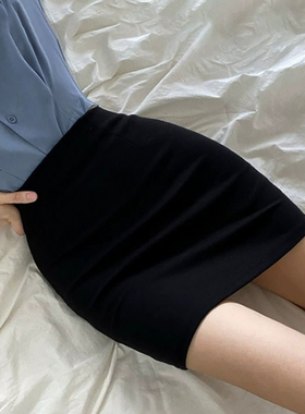 黑色包臀短裙女夏季2025高腰显瘦紧身OL职业半身裙弹力一步裙春秋