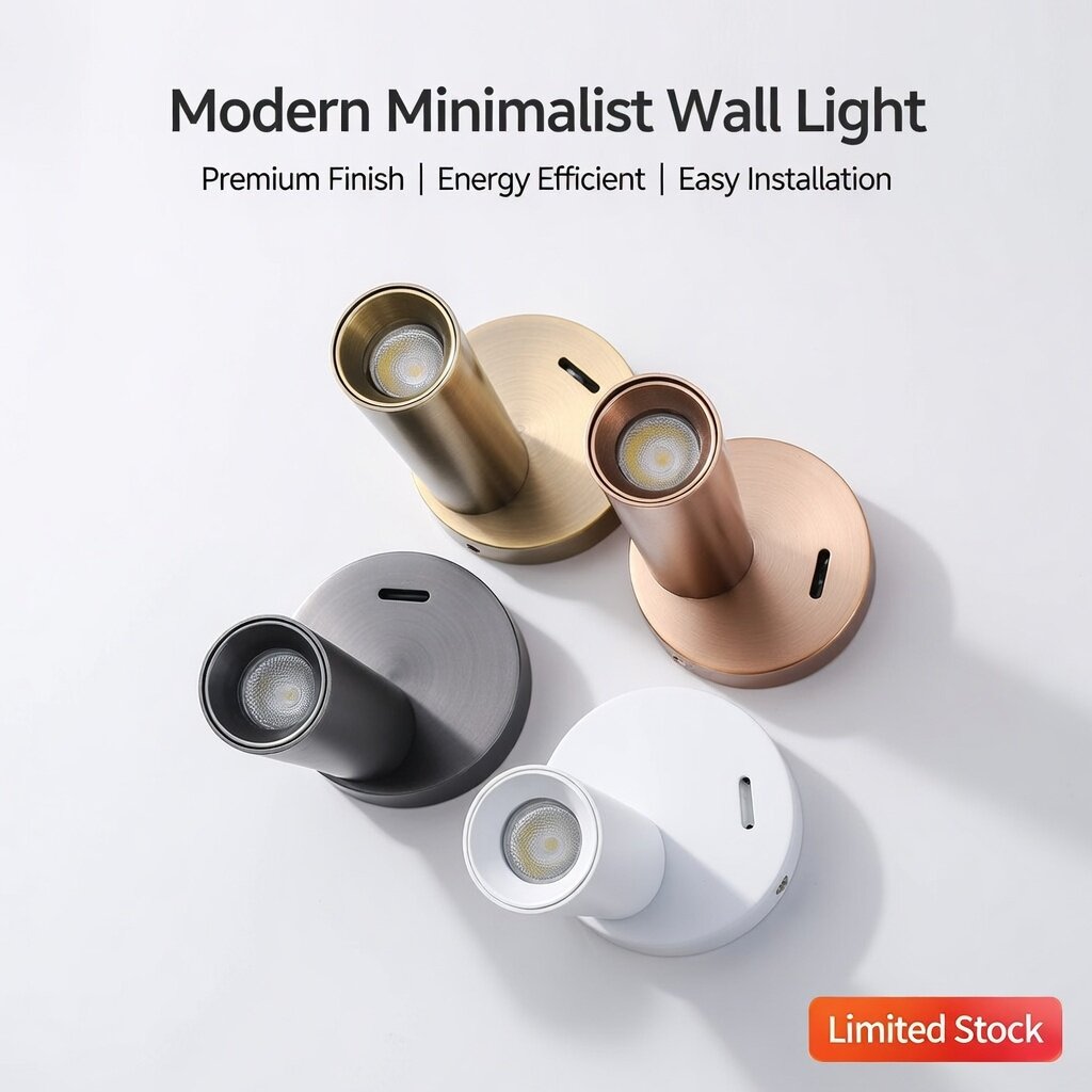 复古铜色明装射灯可调节角度 客厅卧室背景墙装饰照明防眩光设计