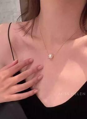 单款珍珠项链四爪锆石S925纯银女