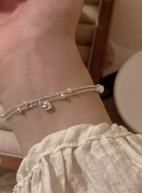 双层精致爱心手链S925纯银韩系