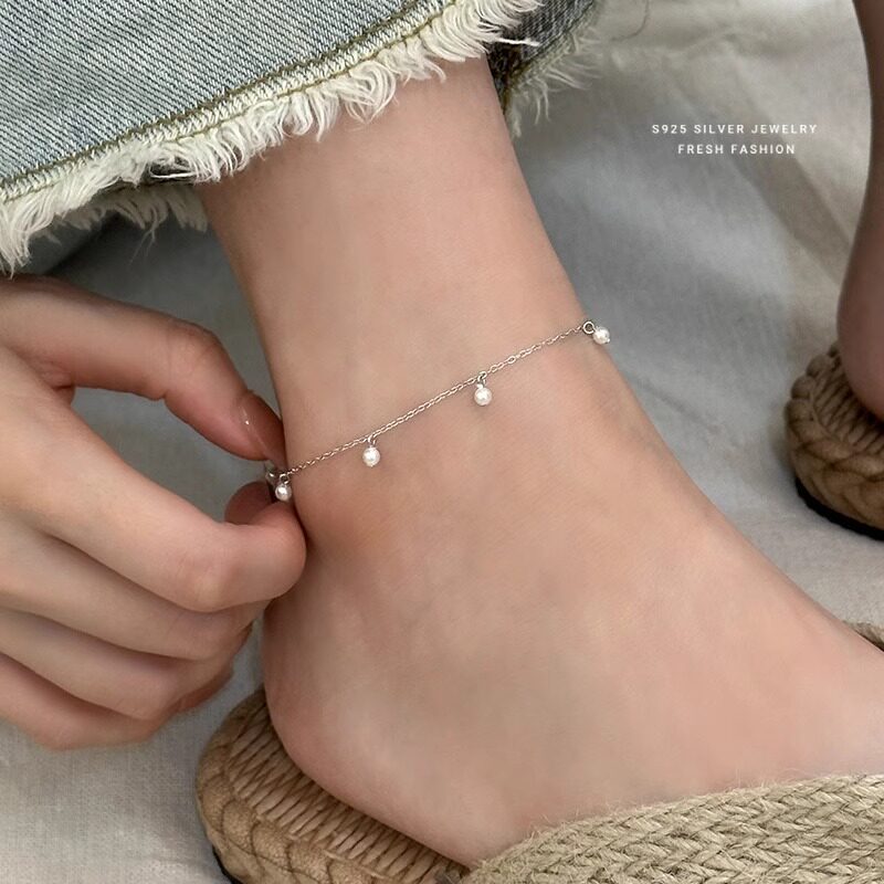 双层仿珍珠脚链女款小众设计新款