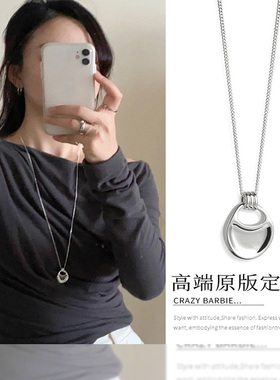 银色马鞍包项链长款毛衣链女新款