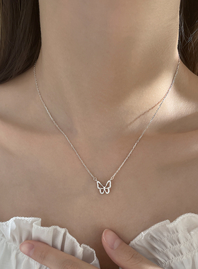 925纯银蝴蝶项链女轻奢小众设计2022年新款潮ins风百搭饰品锁骨链
