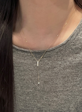 极简主义Y字闪钻流苏项链配饰女轻奢小众设计高级感清冷感锁骨链