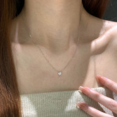 简单耐看～mini爱心闪钻吊坠项链极细锁骨链毛衣链送闺蜜女友礼物